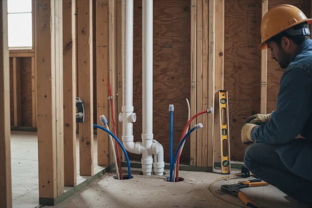 Drain and supply rough-in during Leak Detection in Saint Cloud