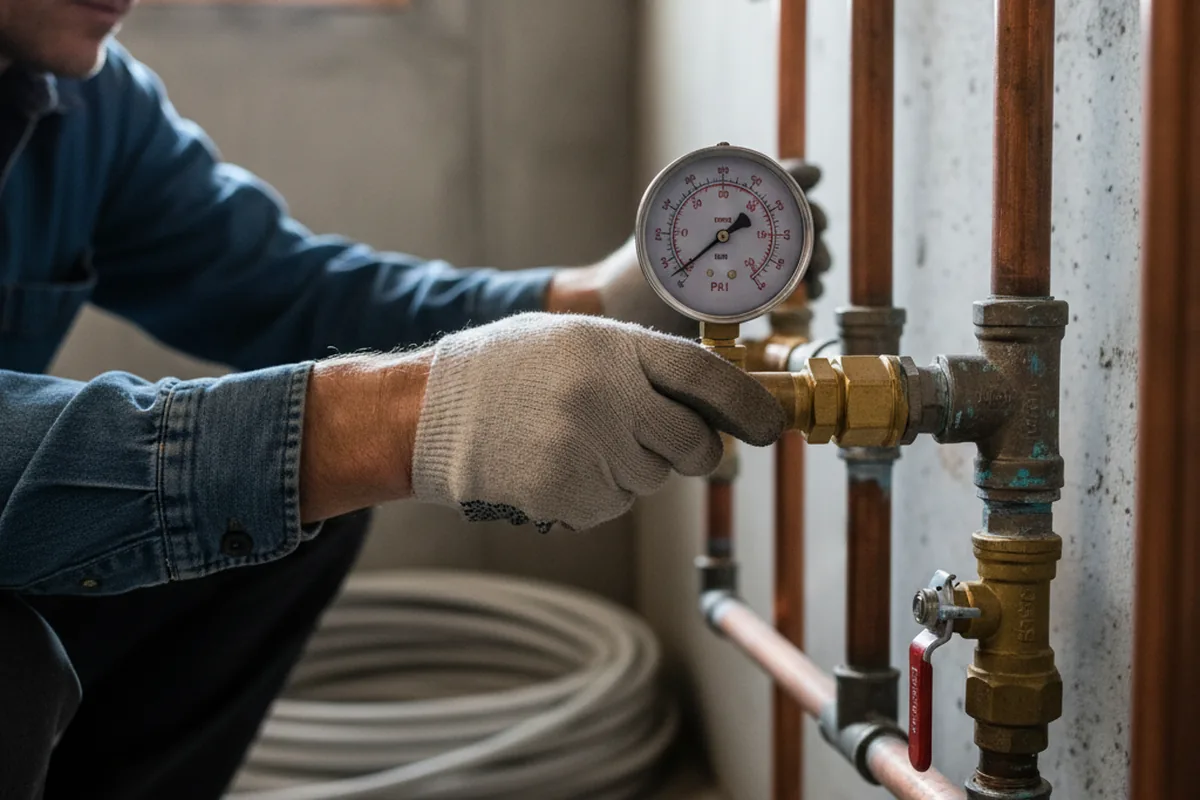Pressure testing a repaired line during Water Line Repair in Saint Cloud